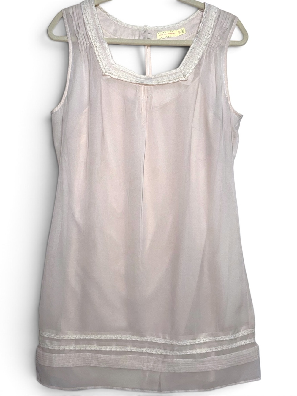 Urban Outfitters Pins And Needles Chiffon Lace Pintuck Sleeveless Mini Dress L
